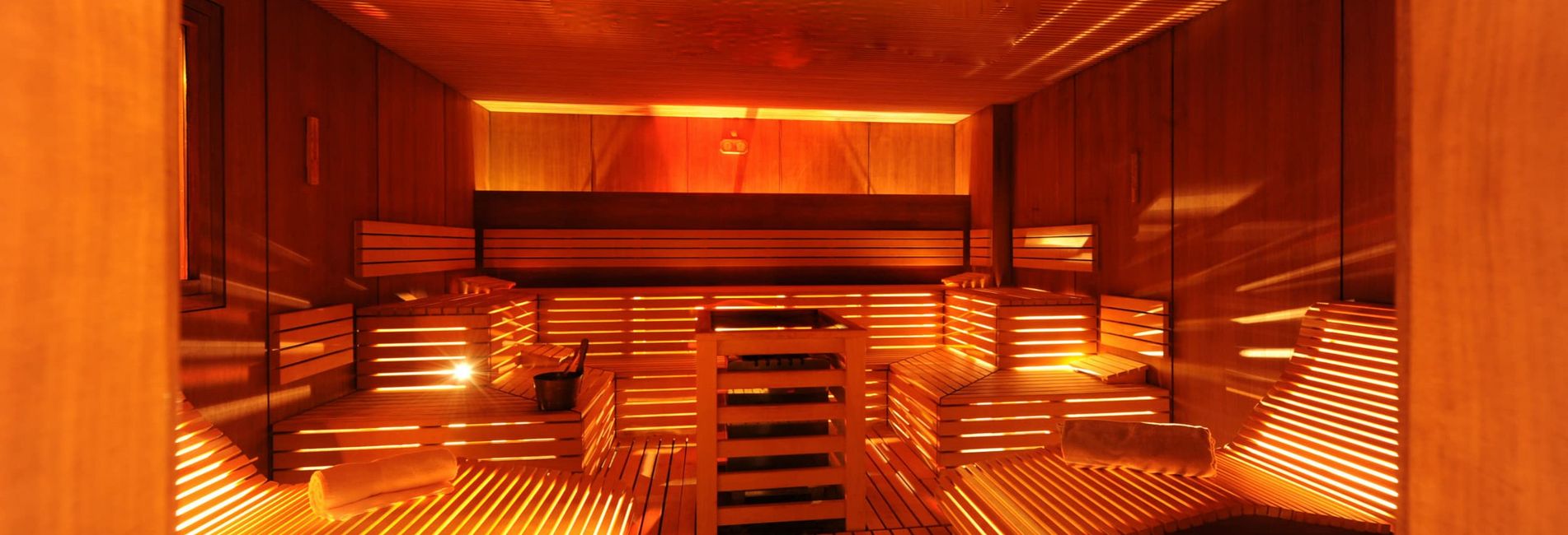 Luxury hotel wellness area with sauna at Vier Jahreszeiten in South Tyrol